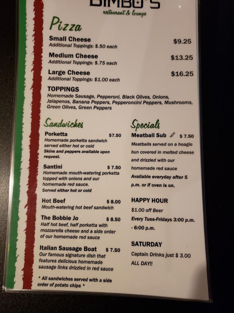 Bimbo's Wine Press Menu image 3